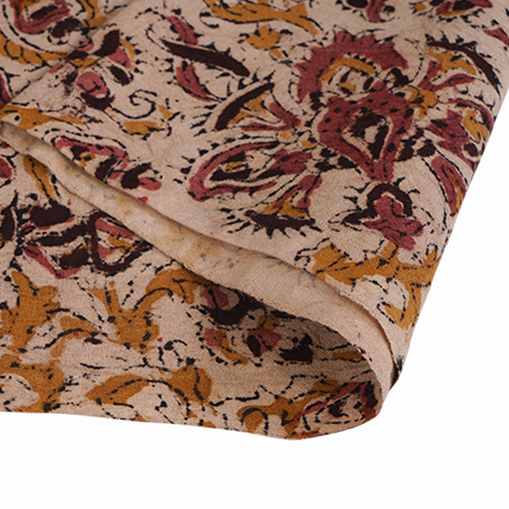 (Pre Cut 0.65 Mtr Piece) Beige Color Printed Pure Cotton Fabric