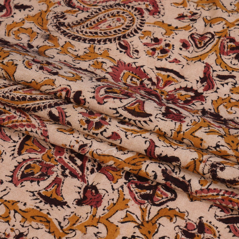 (Pre Cut 0.65 Mtr Piece) Beige Color Printed Pure Cotton Fabric