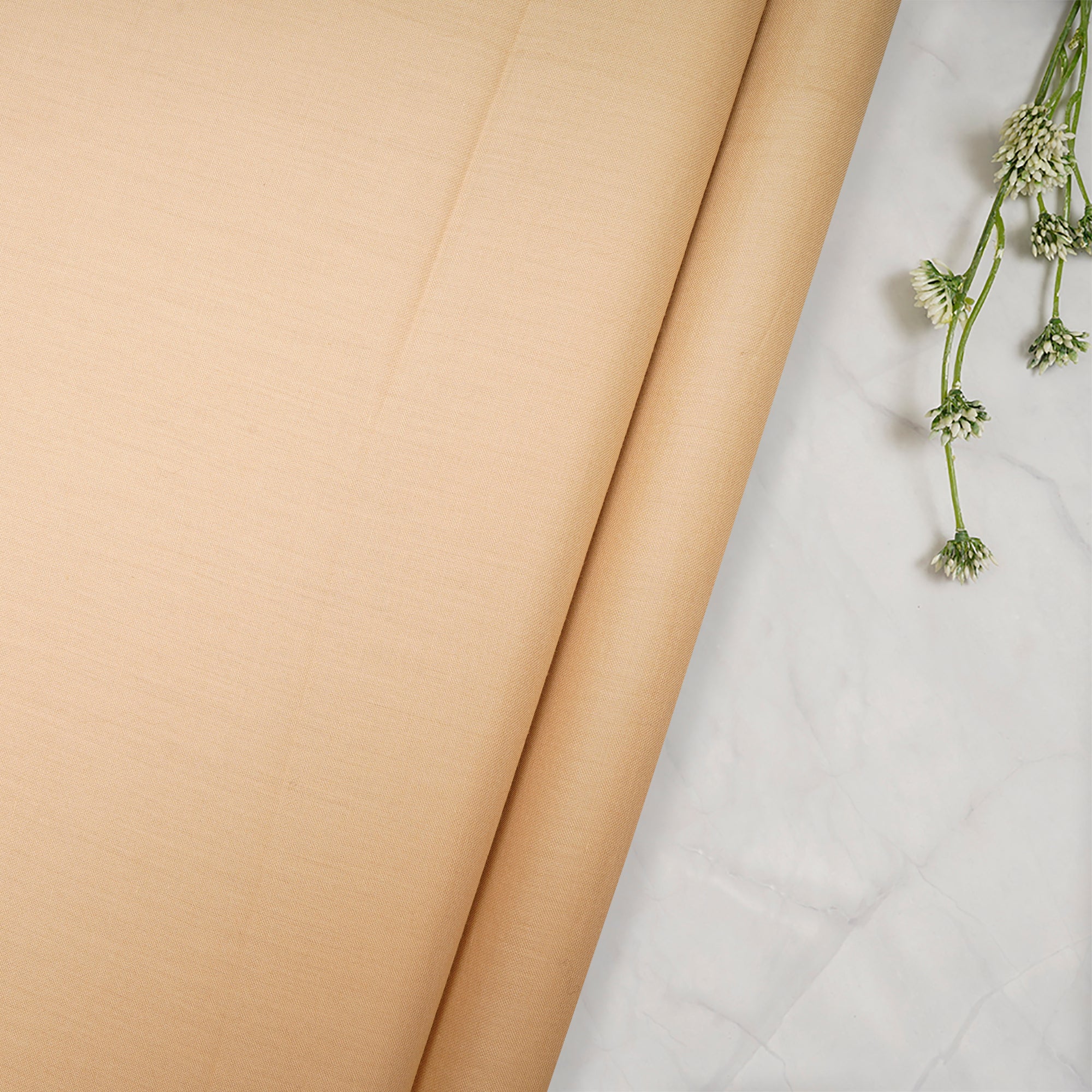 (Pre Cut 1.60 Mtr )Beige Plain Cotton Satin Fabric