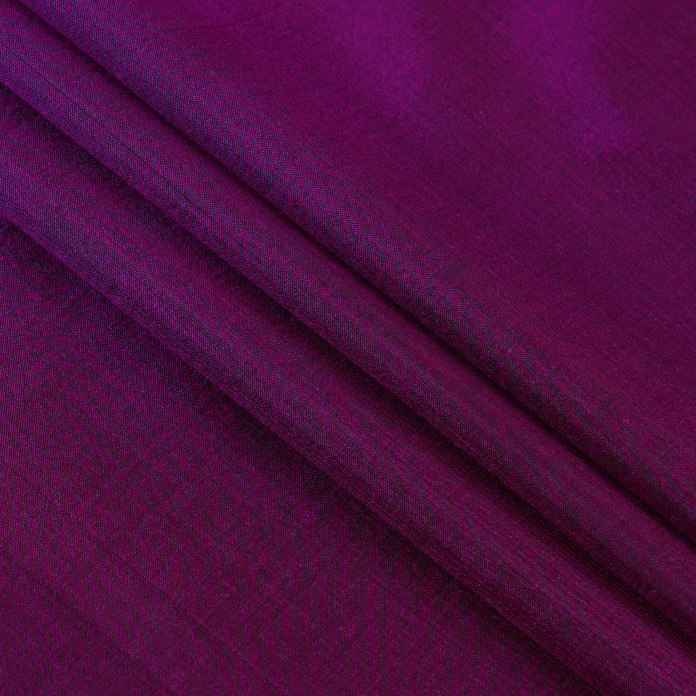 (Pre Cut 3.15 Mtr Piece) Purple Color Pure Taffeta Silk Fabric