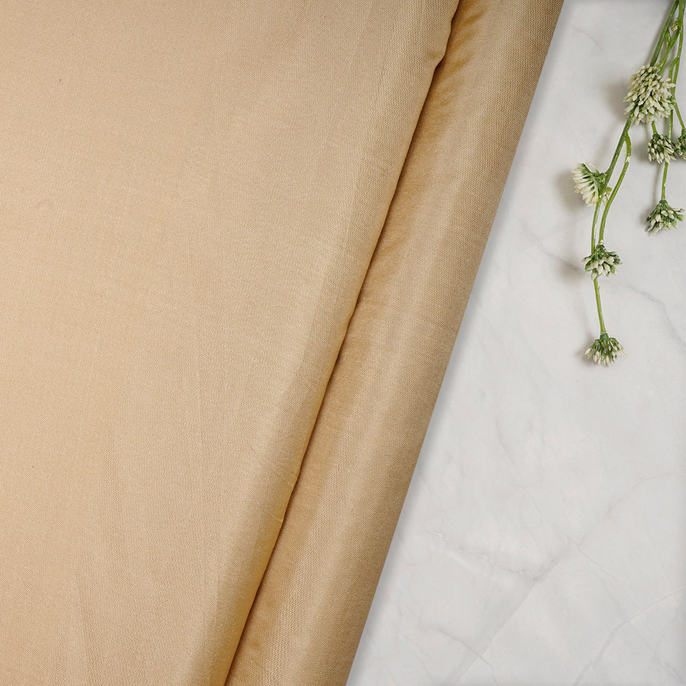 (Pre-Cut 3.20 Mtr) Beige Color Taffeta Silk Fabric