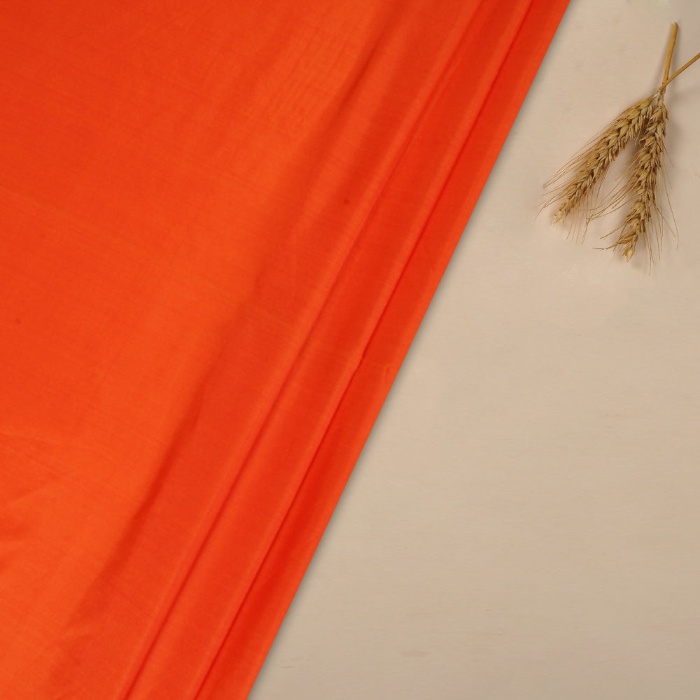 (Pre Cut 4.35 Mtr Piece) Orange Color Taffeta Silk Fabric