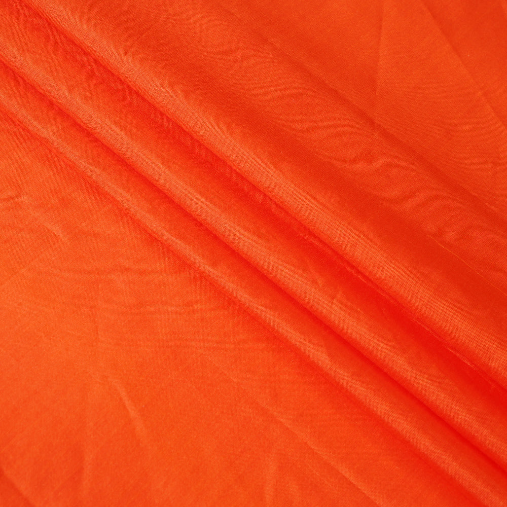 (Pre Cut 4.35 Mtr Piece) Orange Color Taffeta Silk Fabric