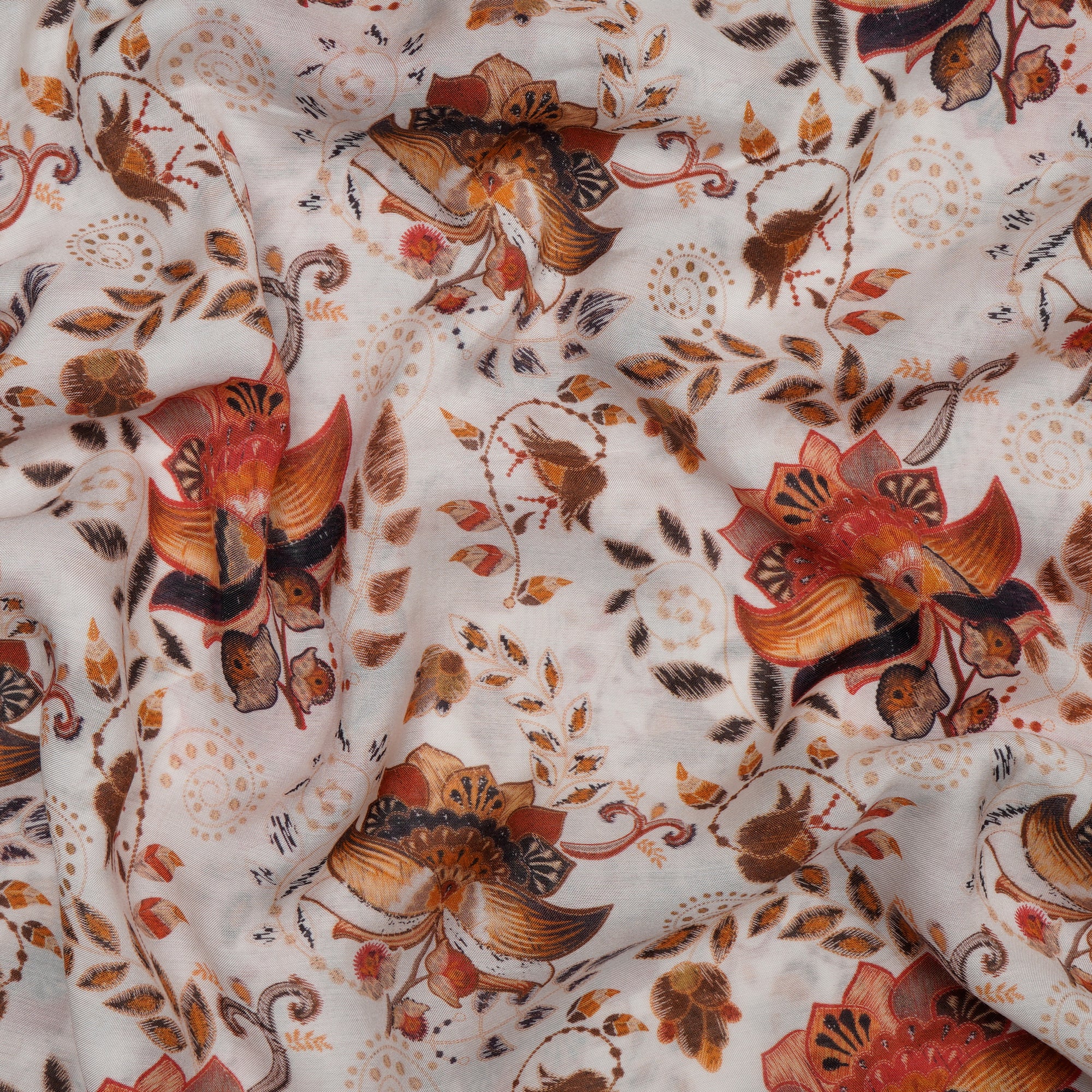 (Pre-Cut 3.80 Mtr) Mustard Digital Printed Bemberg Modal Fabric