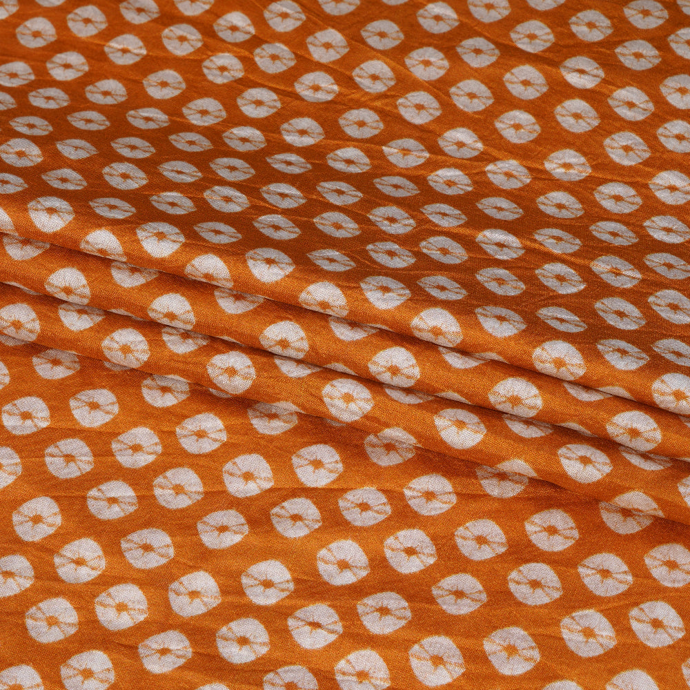 (Pre Cut 1.65 Mtr Piece) Orange Color Digital Printed Plain Silk Fabric