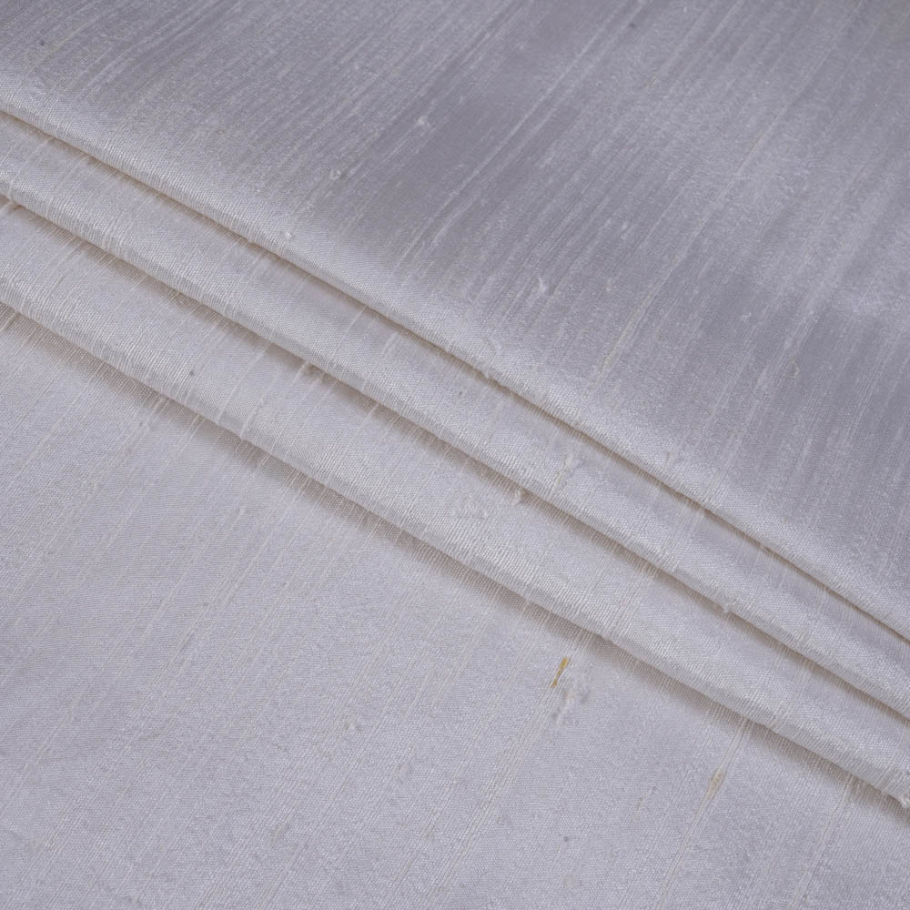 (Pre Cut 1 Mtr Piece) White Color Dupion Silk Fabric