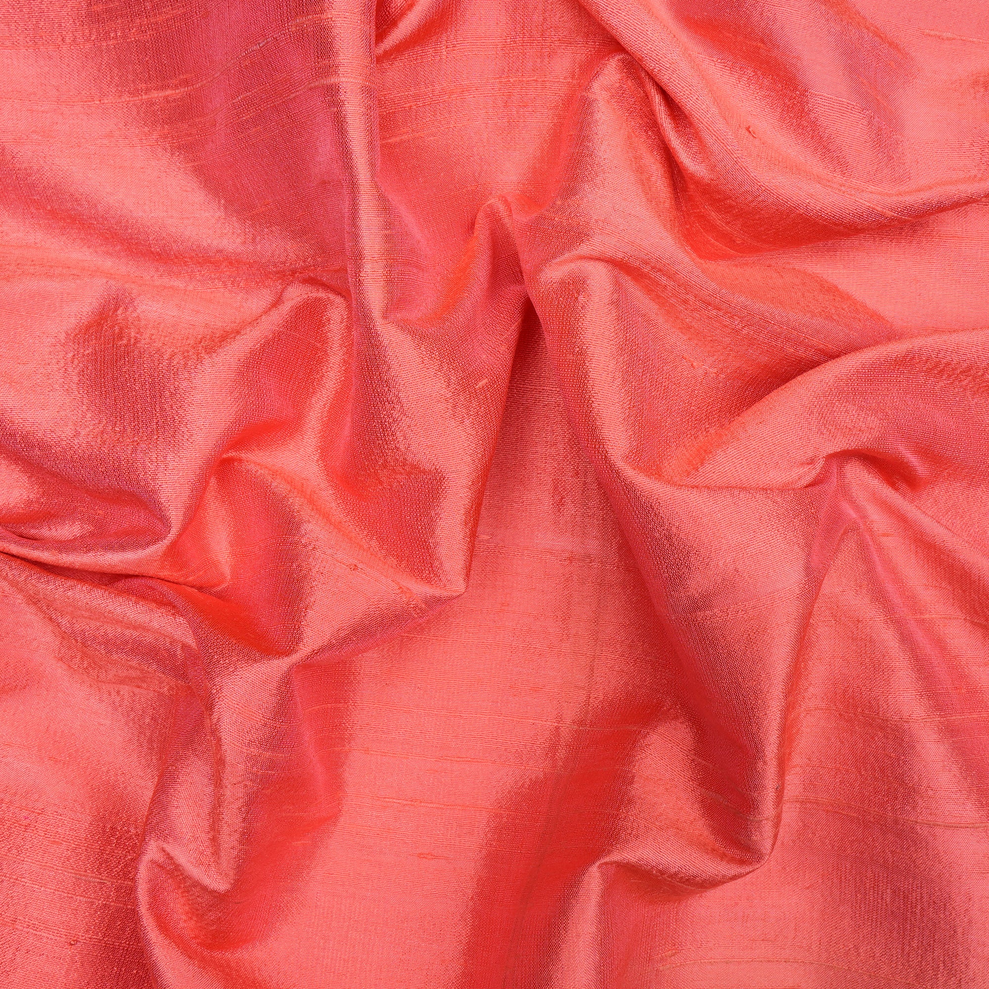 (Pre Cut 1.80 Mtr Piece) Punch Pink Color Dupion Silk Fabric