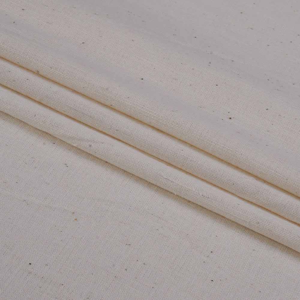 (Pre Cut 1.20 Mtr Piece) Off-White Color Handwoven Handspun Cotton Muslin Fabric