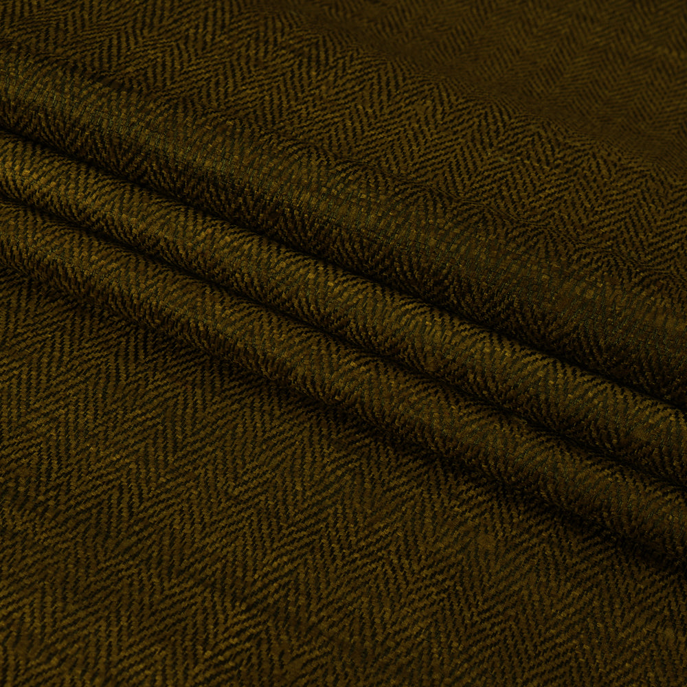 (Pre Cut 1.70 Mtr Piece) Olive Green Color Tussar Matka Fabric