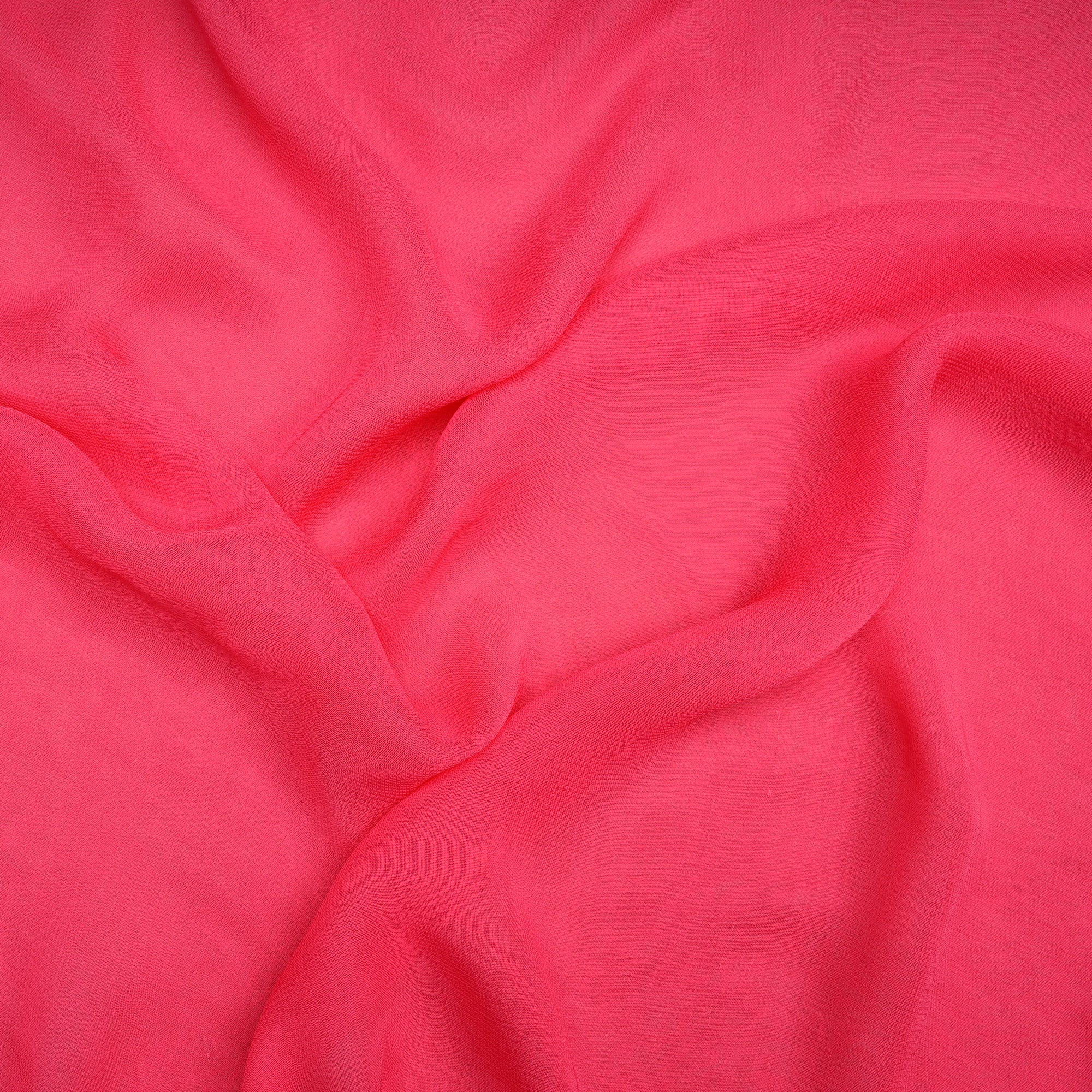 (Pre Cut 1.80 Mtr )Pink Piece Dyed Viscose Georgette Fabric