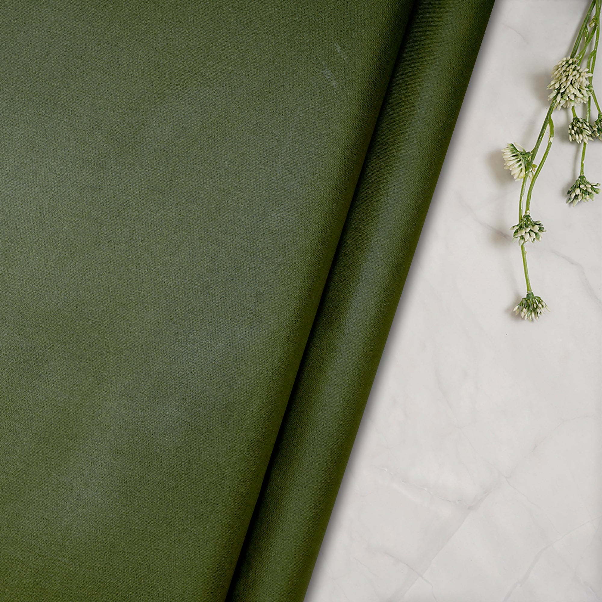 (Pre-Cut 2.00 Mtr) Dark Green Color Cotton Lawn Fabric