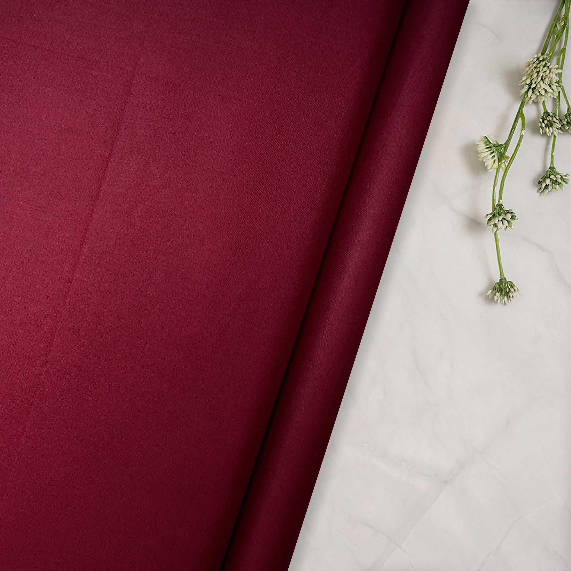 (Pre-Cut 2.50 Mtr)Maroon Color Mill Dyed Cotton Lawn Fabric