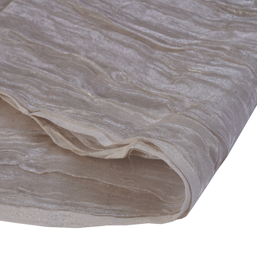 (Pre Cut 1.60 Mtr Piece) Silver Color Crushed Tissue Fabric