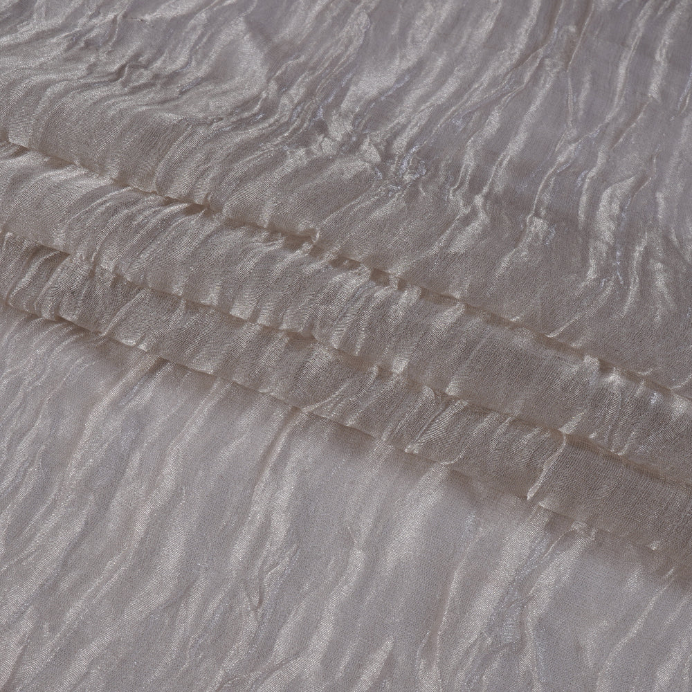 (Pre Cut 1.60 Mtr Piece) Silver Color Crushed Tissue Fabric