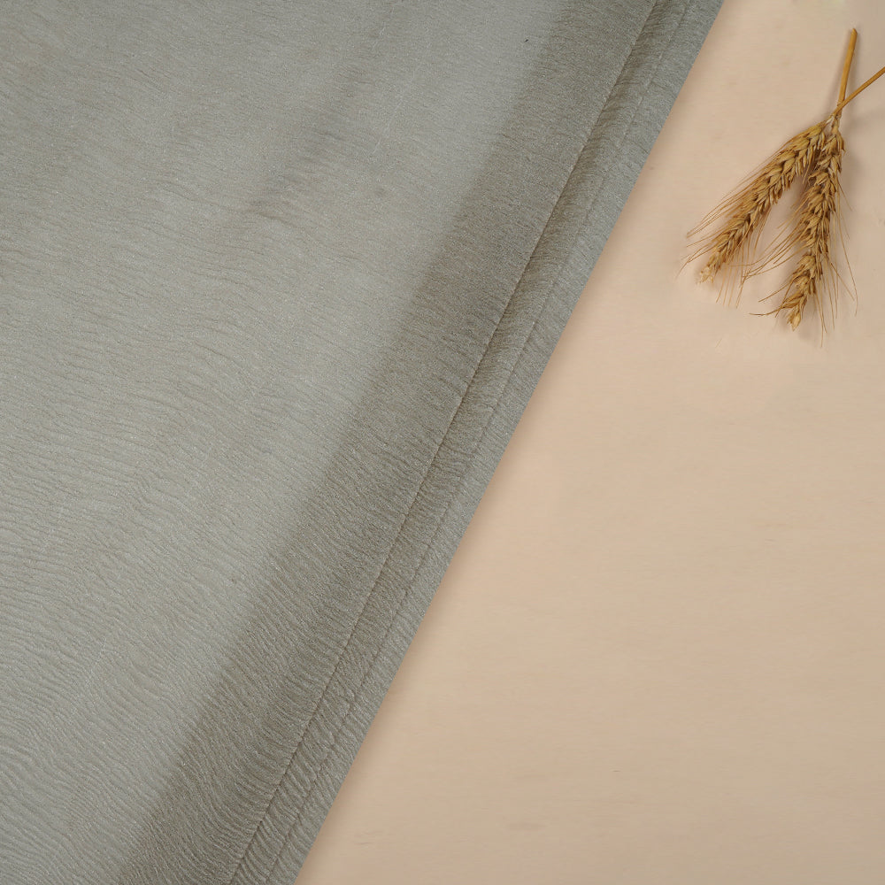 (Pre-Cut 1.80 Mtr ) Silver Color Crushed Tissue Fabric
