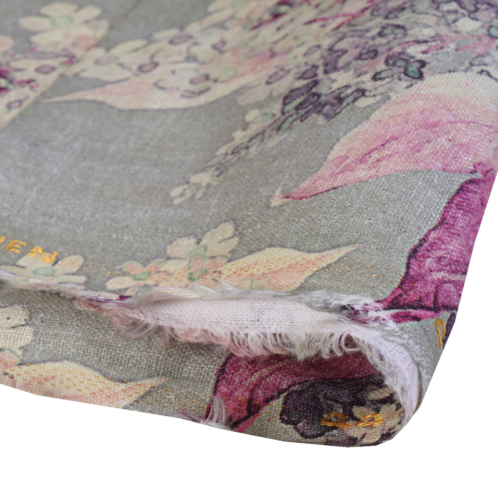 (Pre Cut 1.60 Mtr Fabric) Multi Color Digital Printed 40 Lee Linen Fabric
