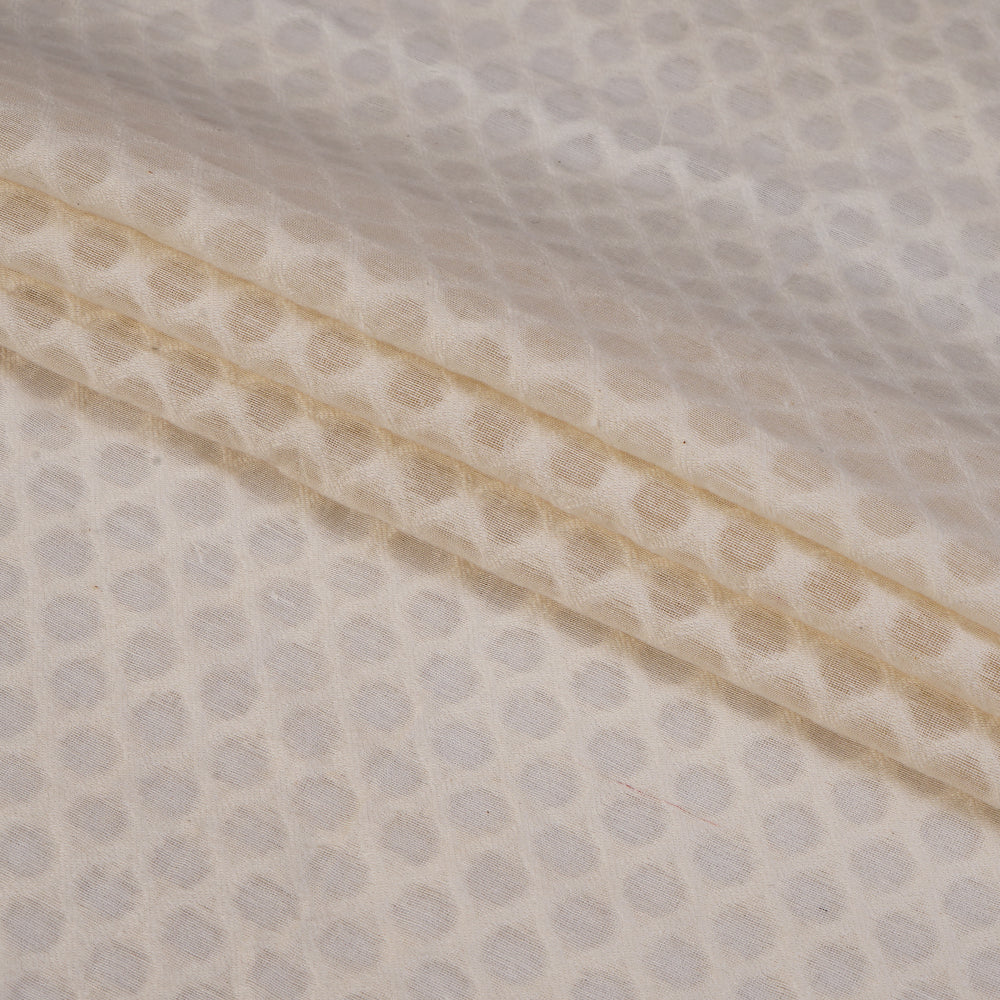 (Pre Cut 1.50 Mtr Piece) Off-White Color Chanderi Jacquard Fabric