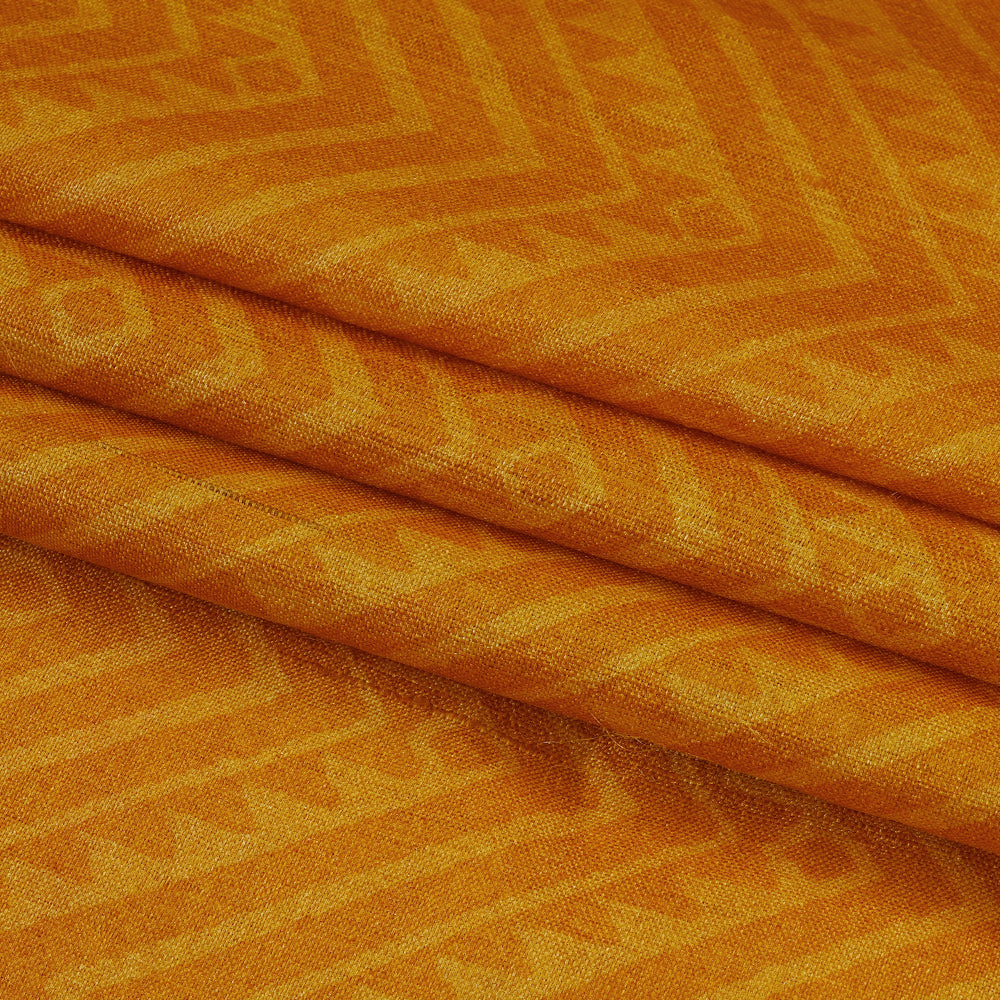 (Pre Cut 2.70 Mtr Piece) Yellow Color Printed Tussar Silk Fabric