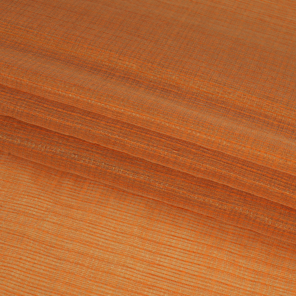 (Pre Cut 1.85 Mtr Piece) Orange Color Cotton Kota Zari Fabric