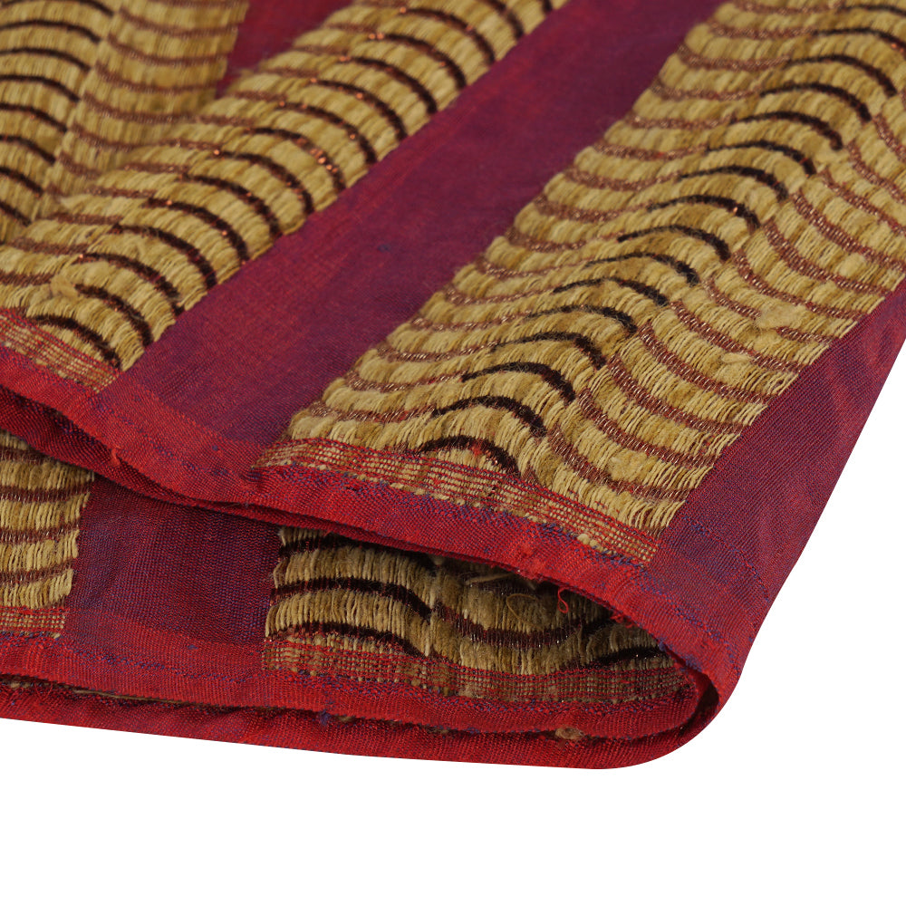(Pre Cut 1 Mtr Piece) Purple Color Handwoven Brocade Fabric