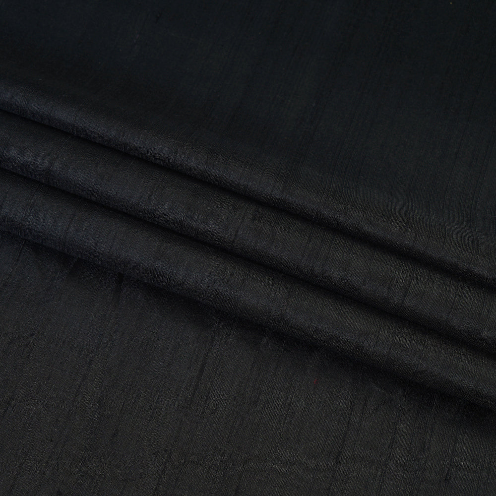 (Pre Cut 1.80 Mtr Piece) Black Color Dupion Silk Fabric