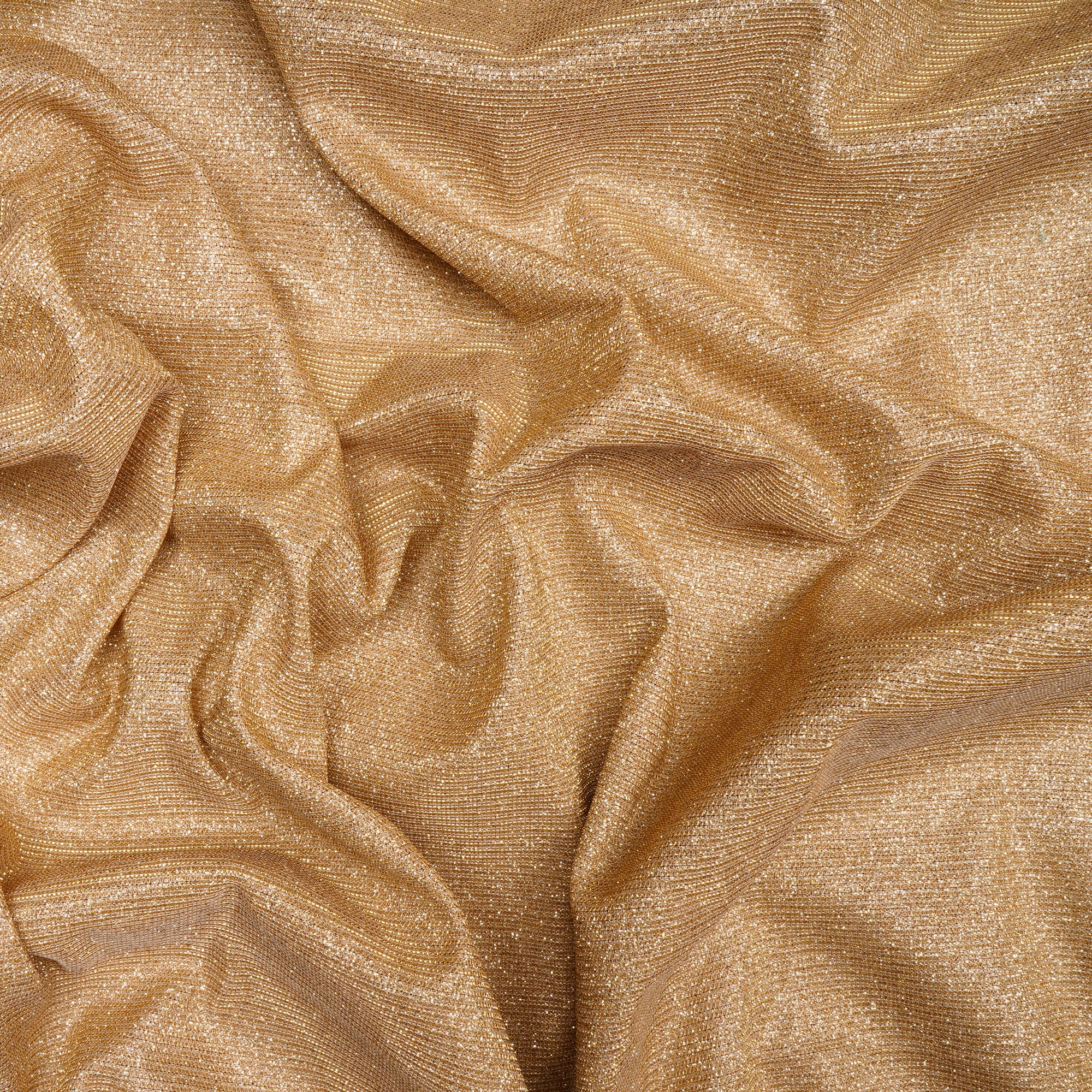 (Pre Cut 2.25 Mtr Piece) Golden Color Fancy Nylon Fabric