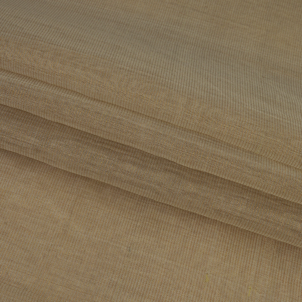 (Pre Cut 1.90 Mtr Piece) Golden Color Silk Fabric With Zari Border
