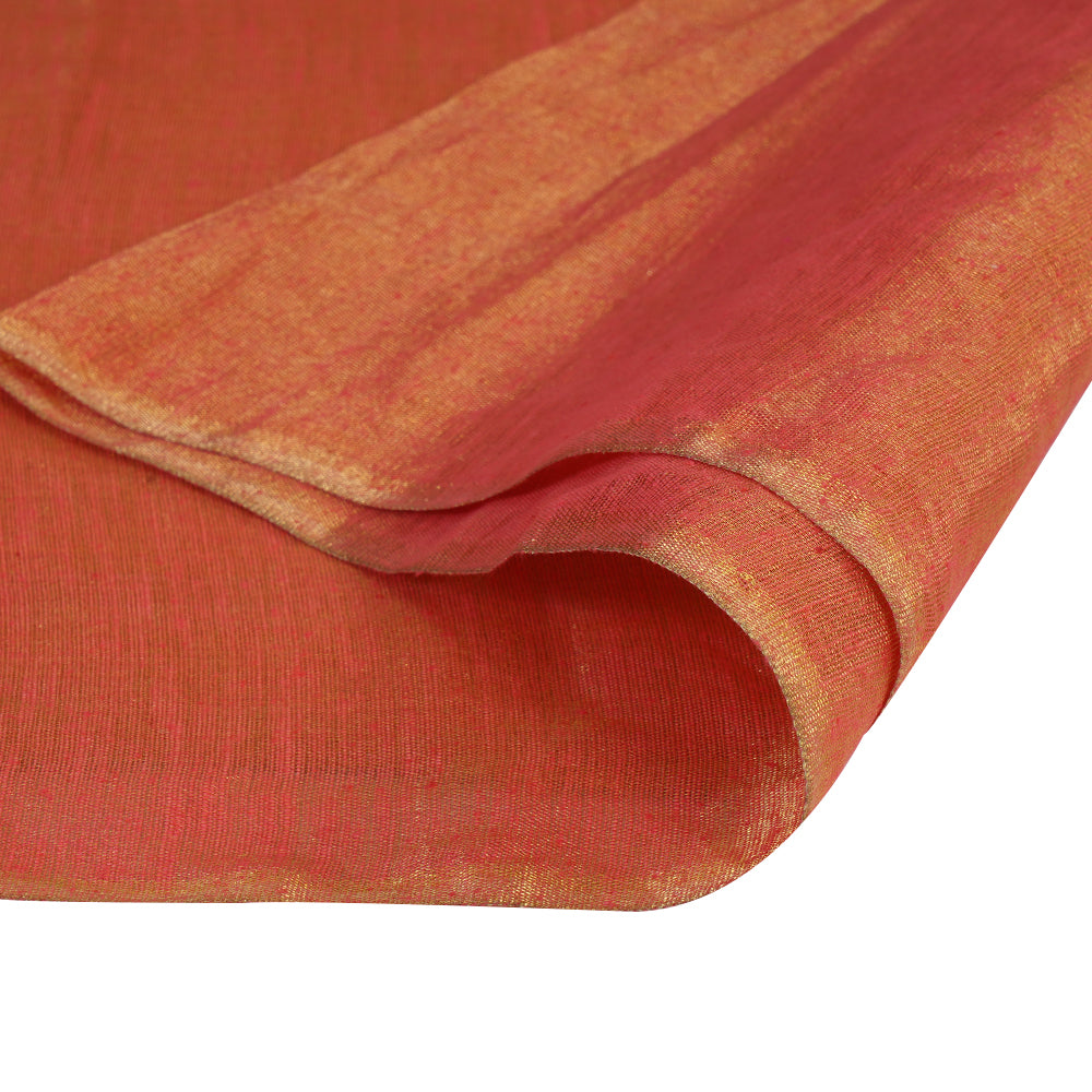 (Pre Cut 2.40 Mtr Piece) Pink Color Noile Silk Fabric
