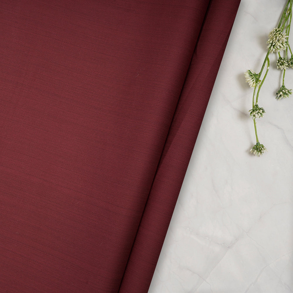 (Pre-Cut 3.90 Mtr) Maroon Color Plain Cotton Fabric
