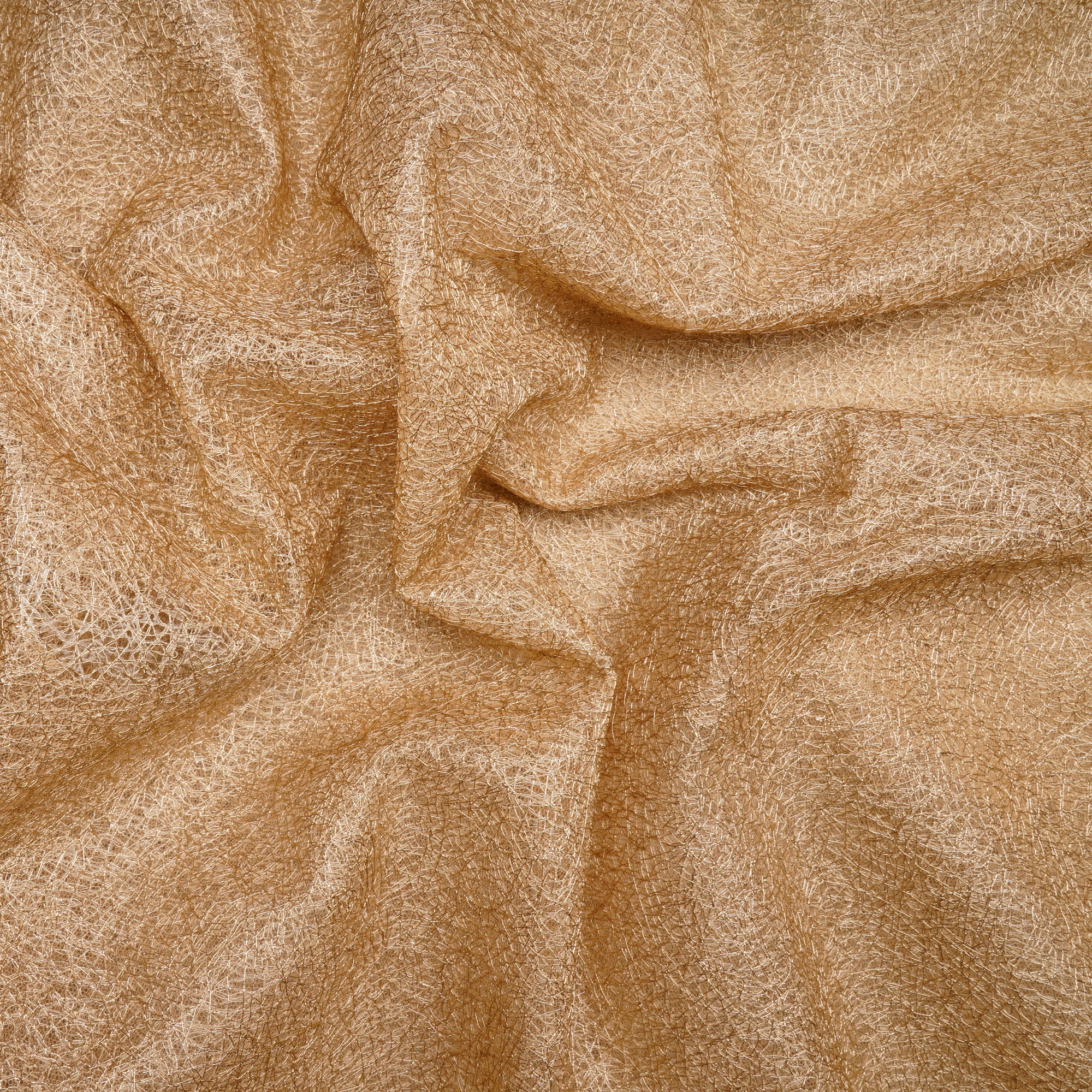 (Pre Cut 2.20 Mtr Piece) Beige Color Embroidered Nylon Net Fabric