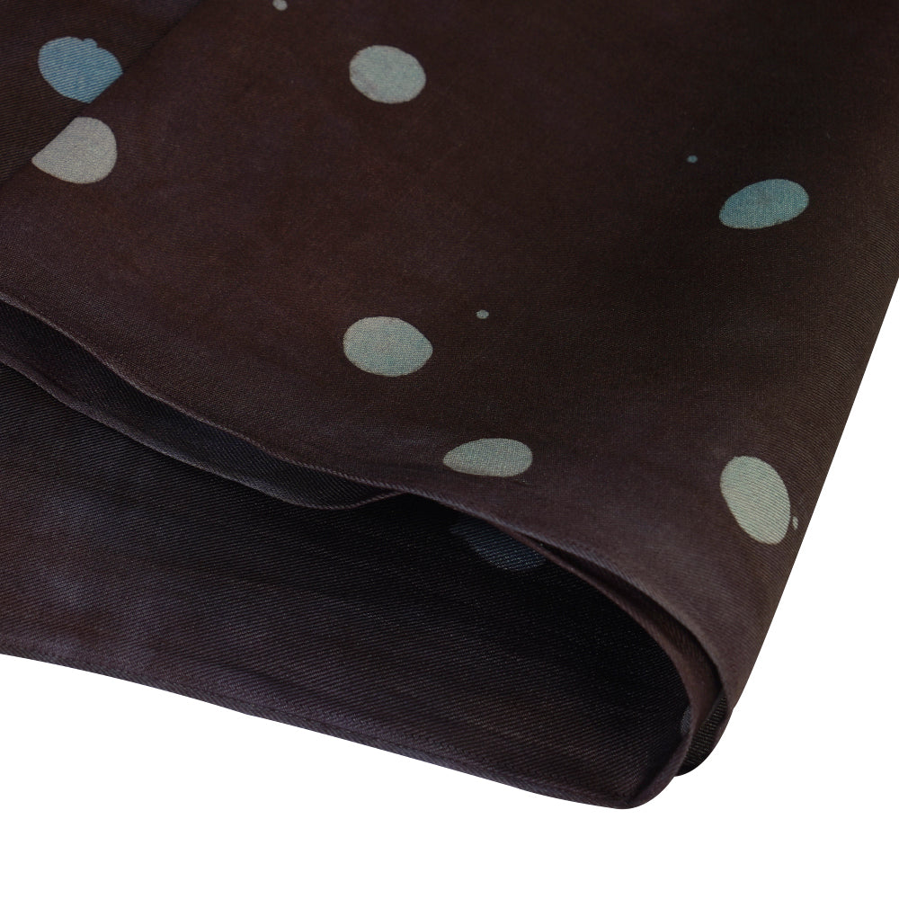 (Pre Cut 2.85 Mtr Piece) Brown Color Printed Blended Satin Chiffon Fabric