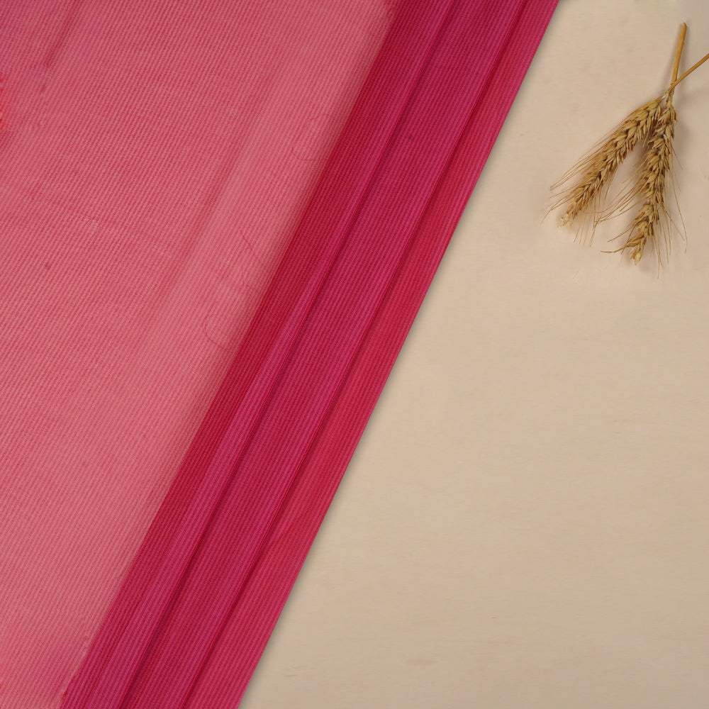 (Pre Cut 4.70 Mtr Piece) Pink Color Striped Chiffon Silk Fabric