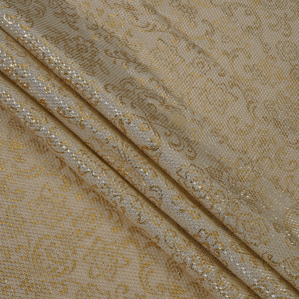 (Pre Cut 2.75 Mtr Piece) Golden Color Fancy Nylon Fabric