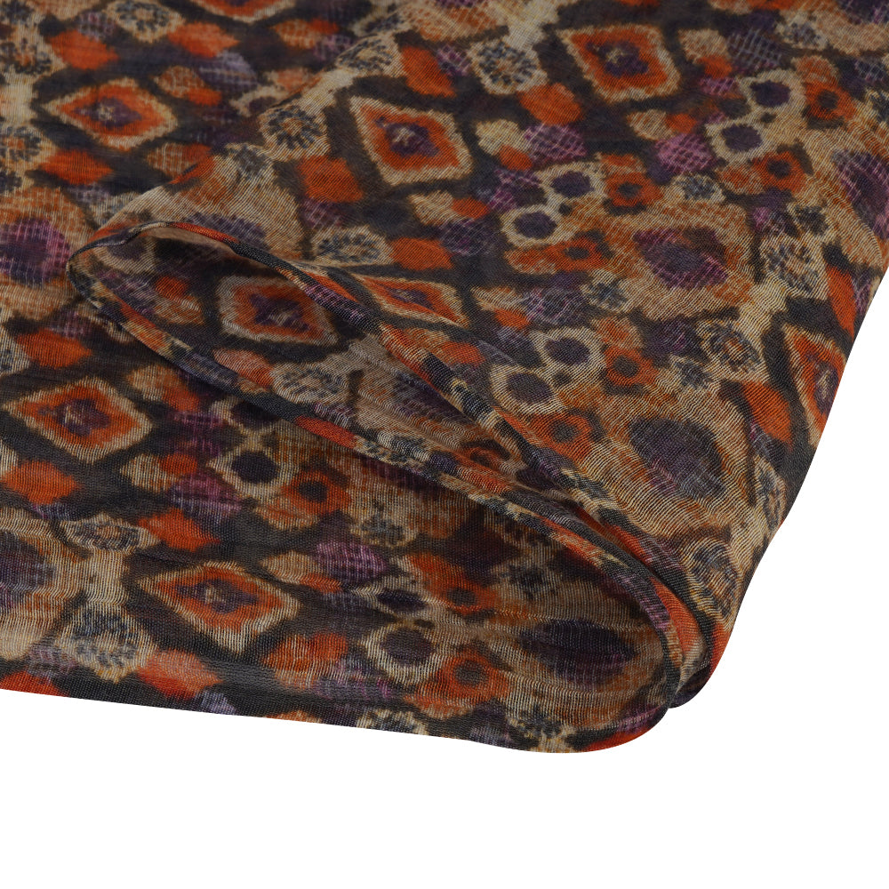 (Pre Cut 2.20 Mtr Piece) Multi Color Digital Printed Chanderi Fabric