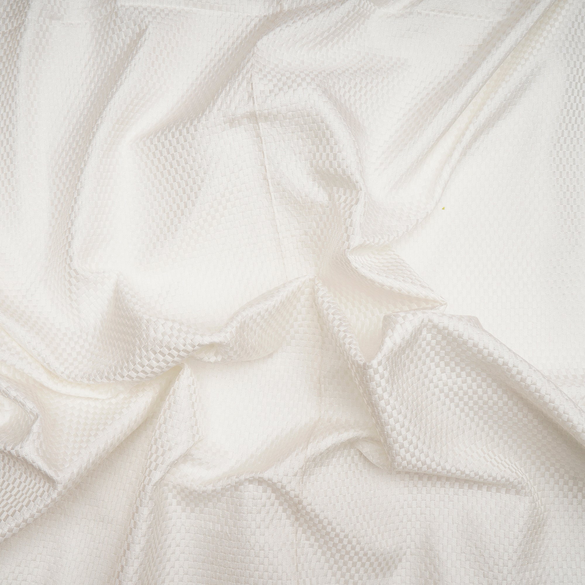 (Pre Cut 2.90 Mtr Piece) White Color Polyester Cotton Jacquard Fabric