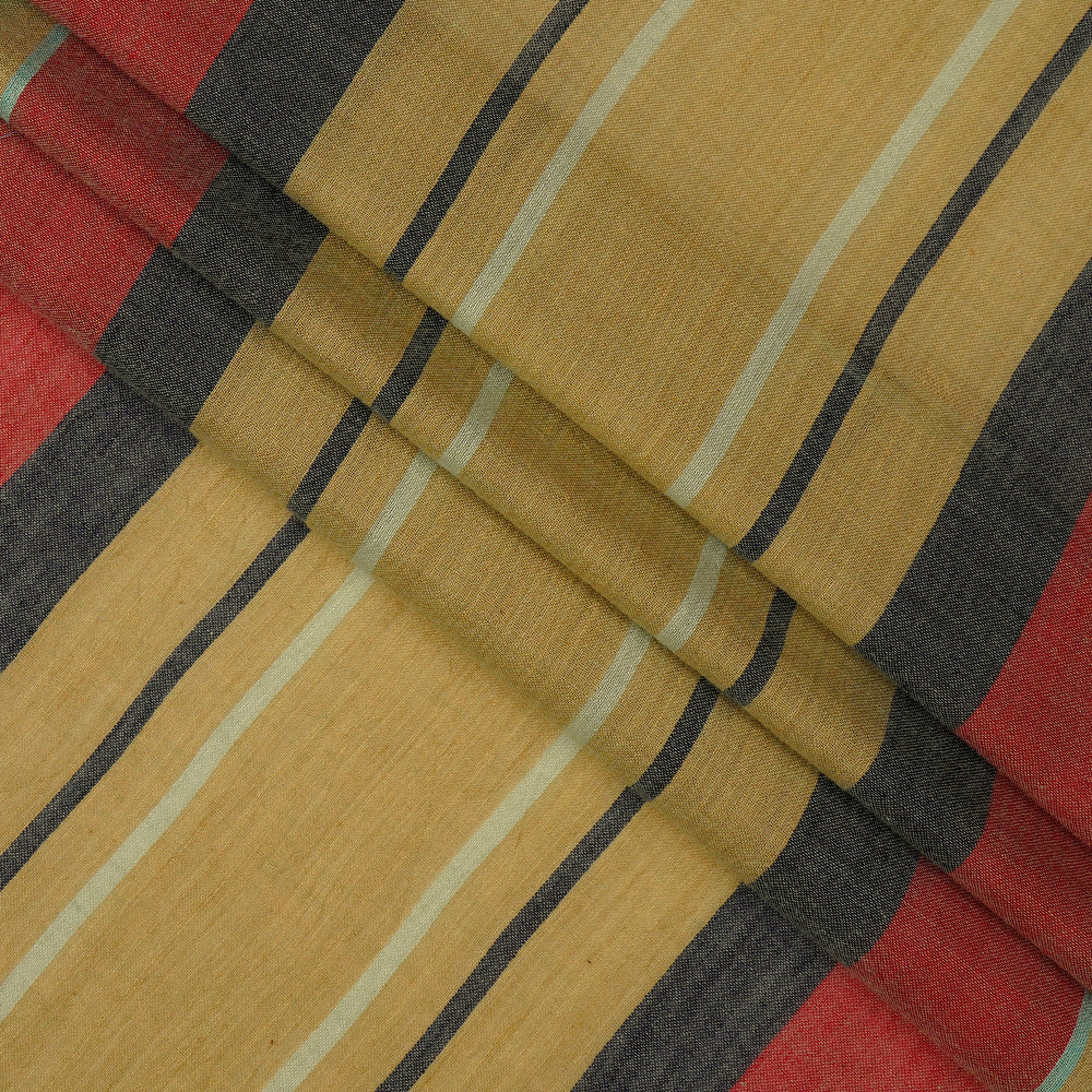 (Pre Cut 1.75 Mtr Piece) Multi Color Striped Pure Cotton Fabric