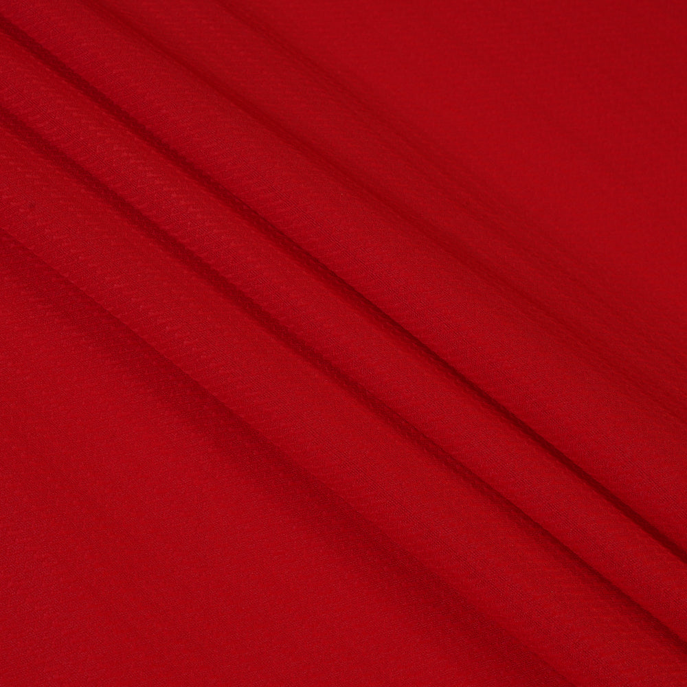 (Pre Cut 3.50 Mtr Piece) Red Color Polyester Jacquard Fabric