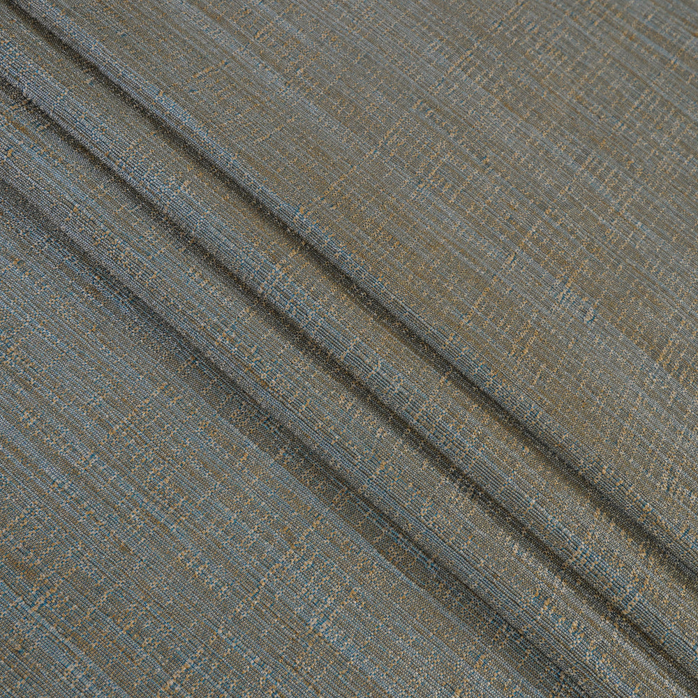(Pre Cut 3.75 Mtr Piece) Blue-Golden Color Poly Dupion Fabric