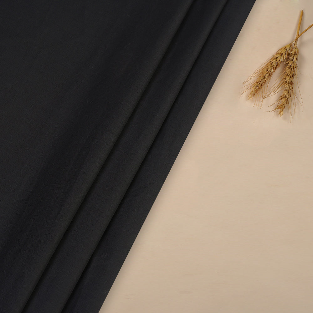 (Pre Cut 2.95 Mtr Piece) Black Color 80's Cotton Voile Fabric