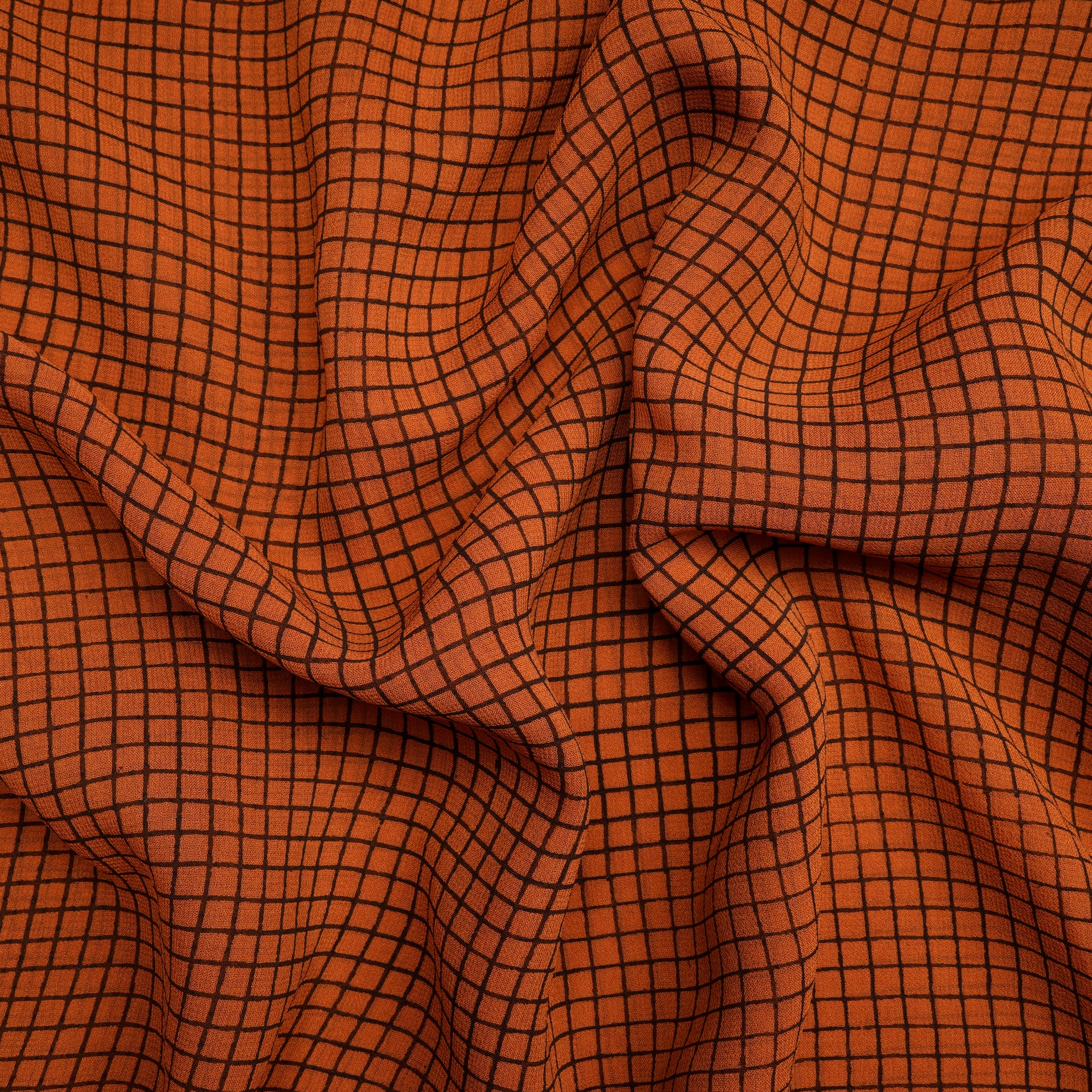 (Pre Cut 5.70 Mtr Piece) Orange Color Printed Georgette Silk Fabric