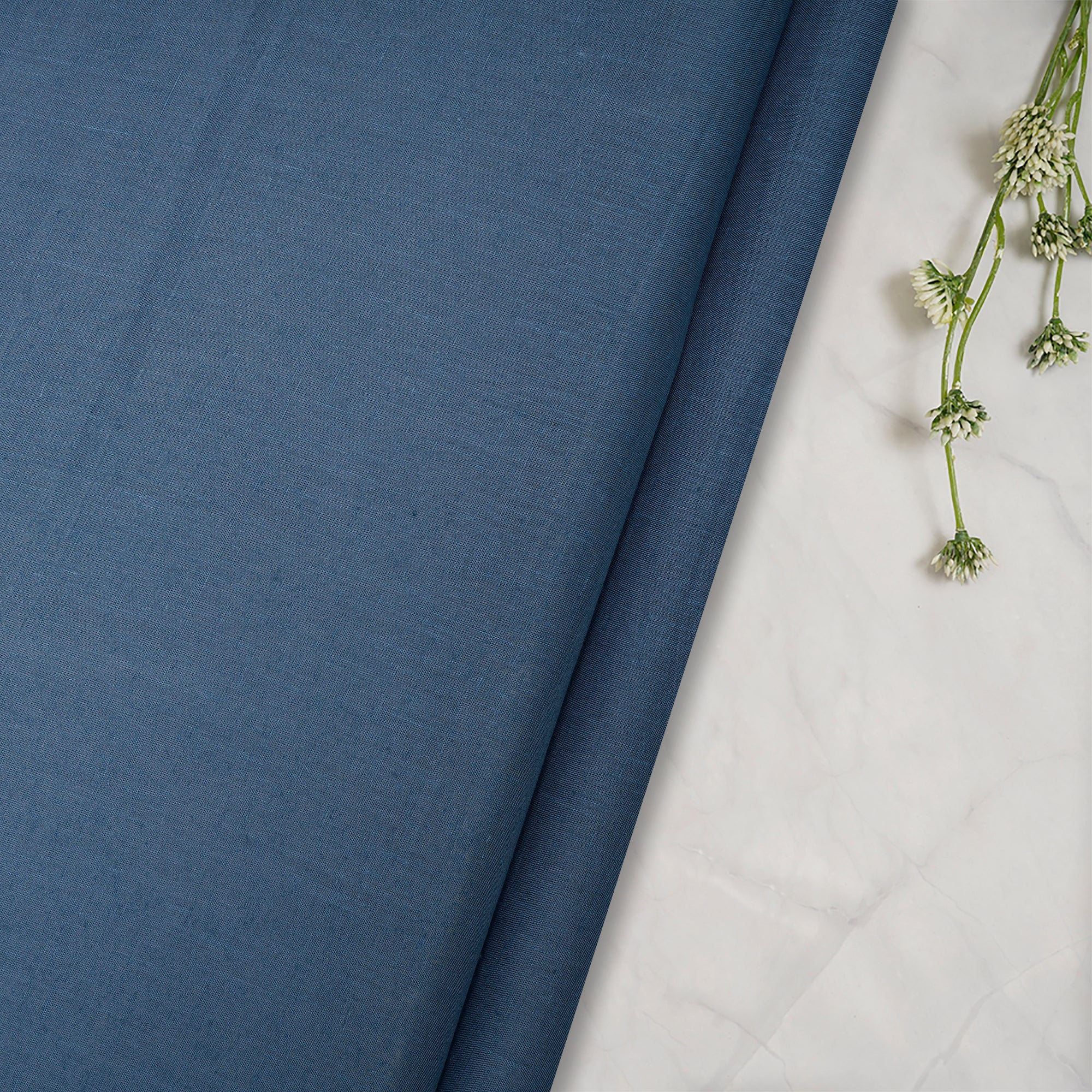 (Pre-Cut 1.50 Mtr) Blue Color Piece Dyed Excel Linen Fabric