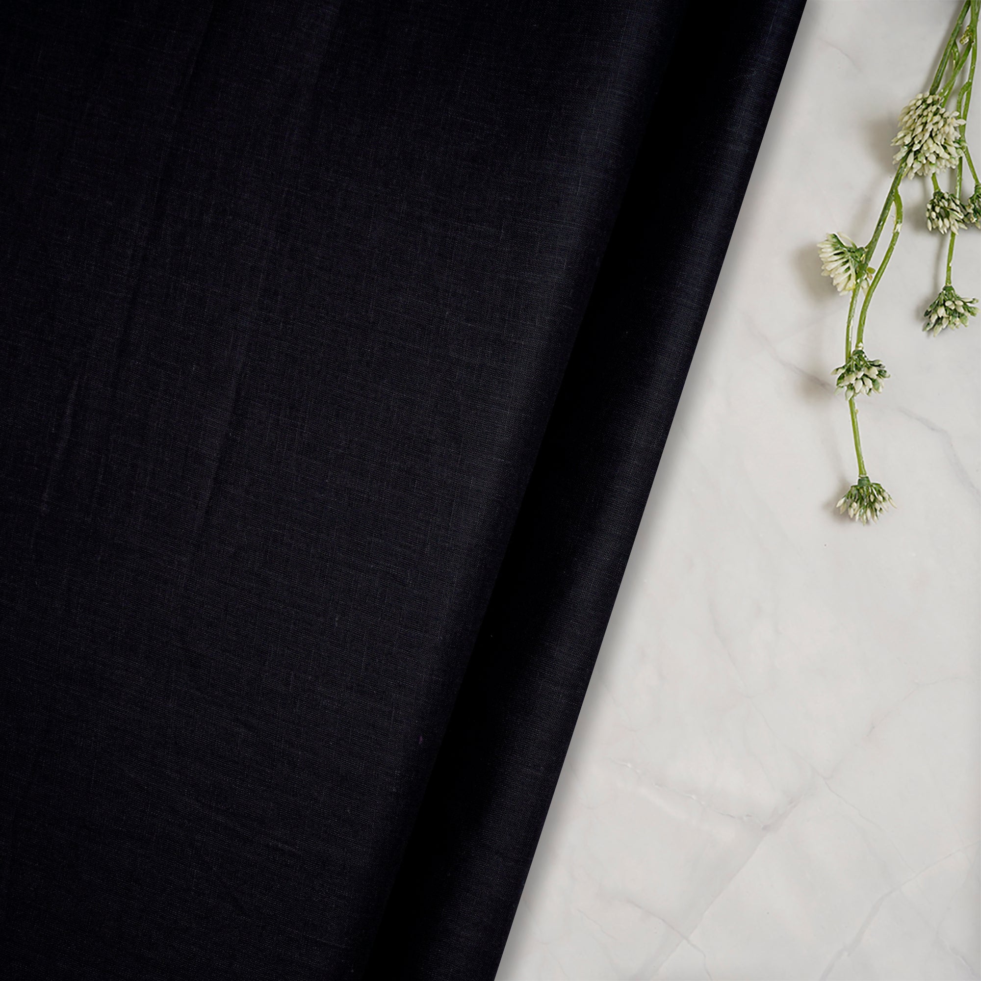(Pre-Cut 1.50 Mtr) Black Color Piece Dyed Excel Linen Fabric
