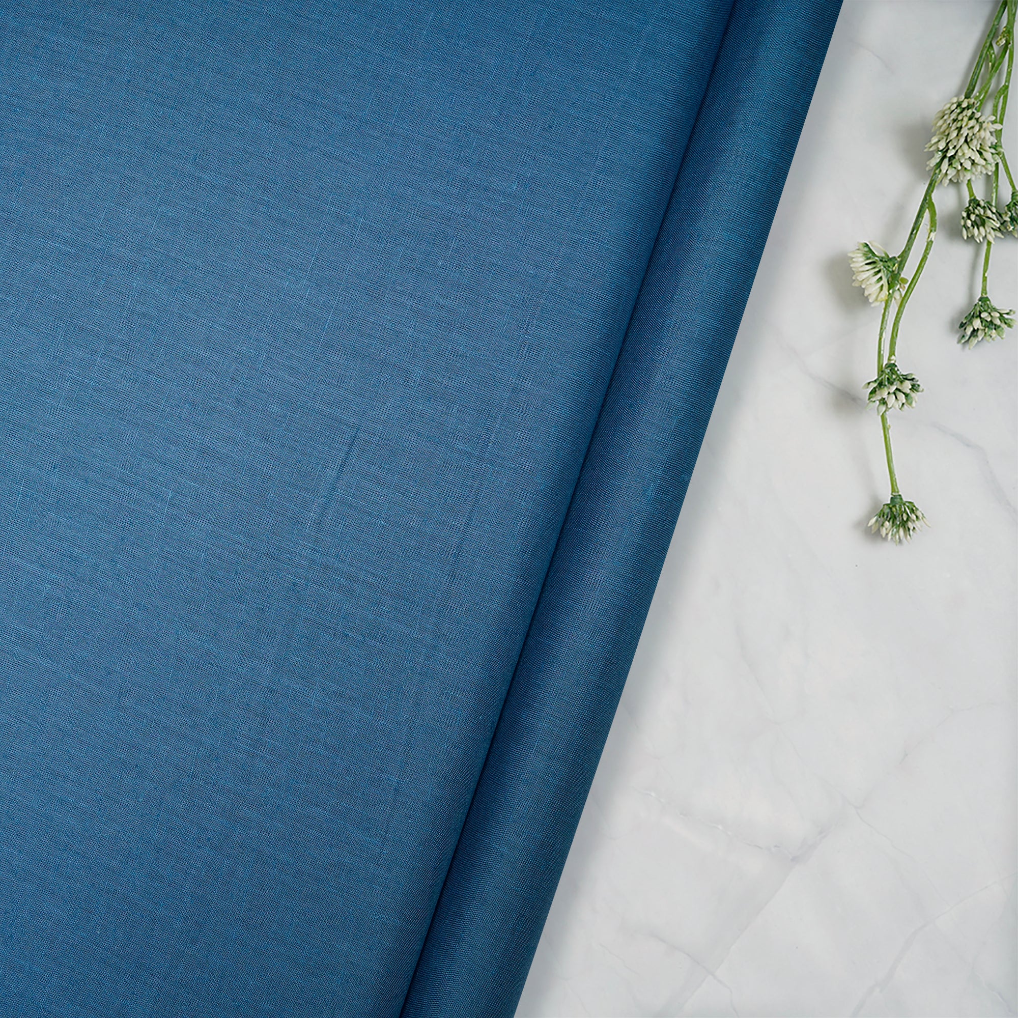 (Pre-Cut 2.50 Mtr)Blue Color Piece Dyed Excel Linen Fabric