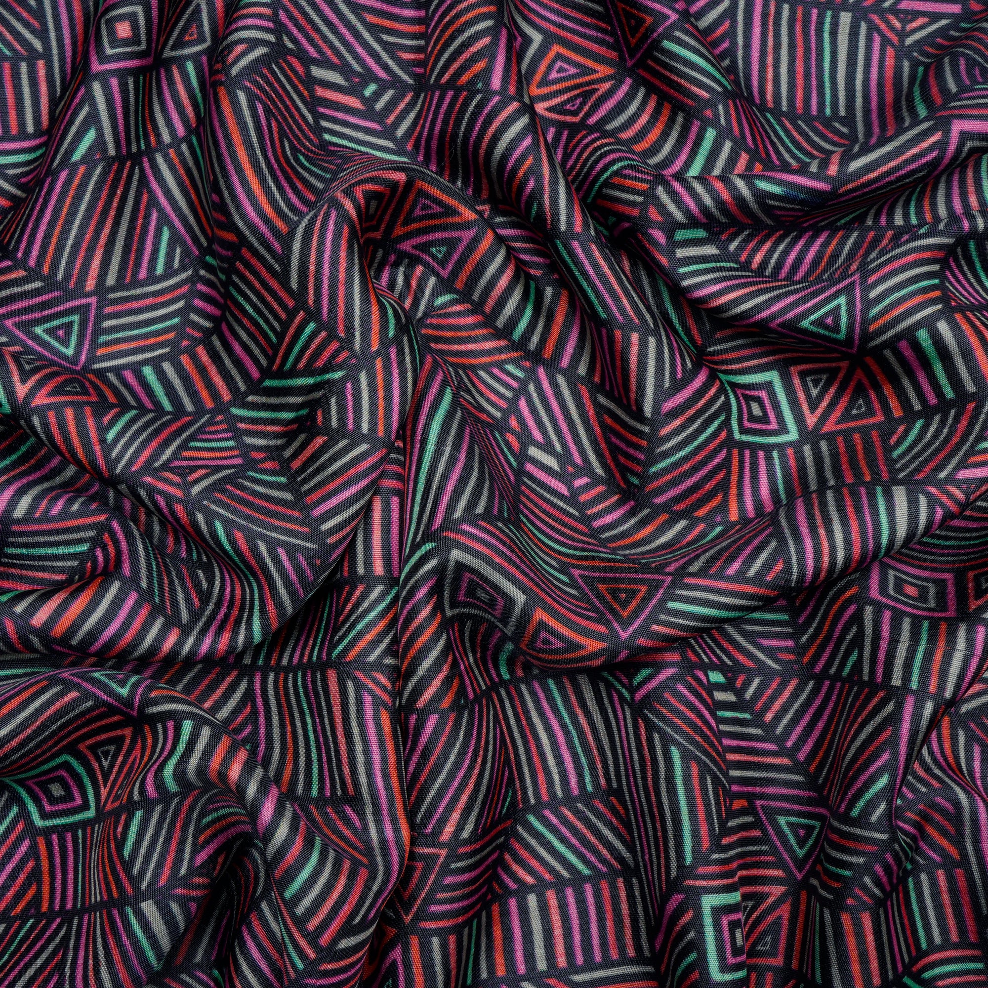 (Pre Cut 3.75 Mtr Piece) Multi Color Digital Printed Muga Silk Fabric