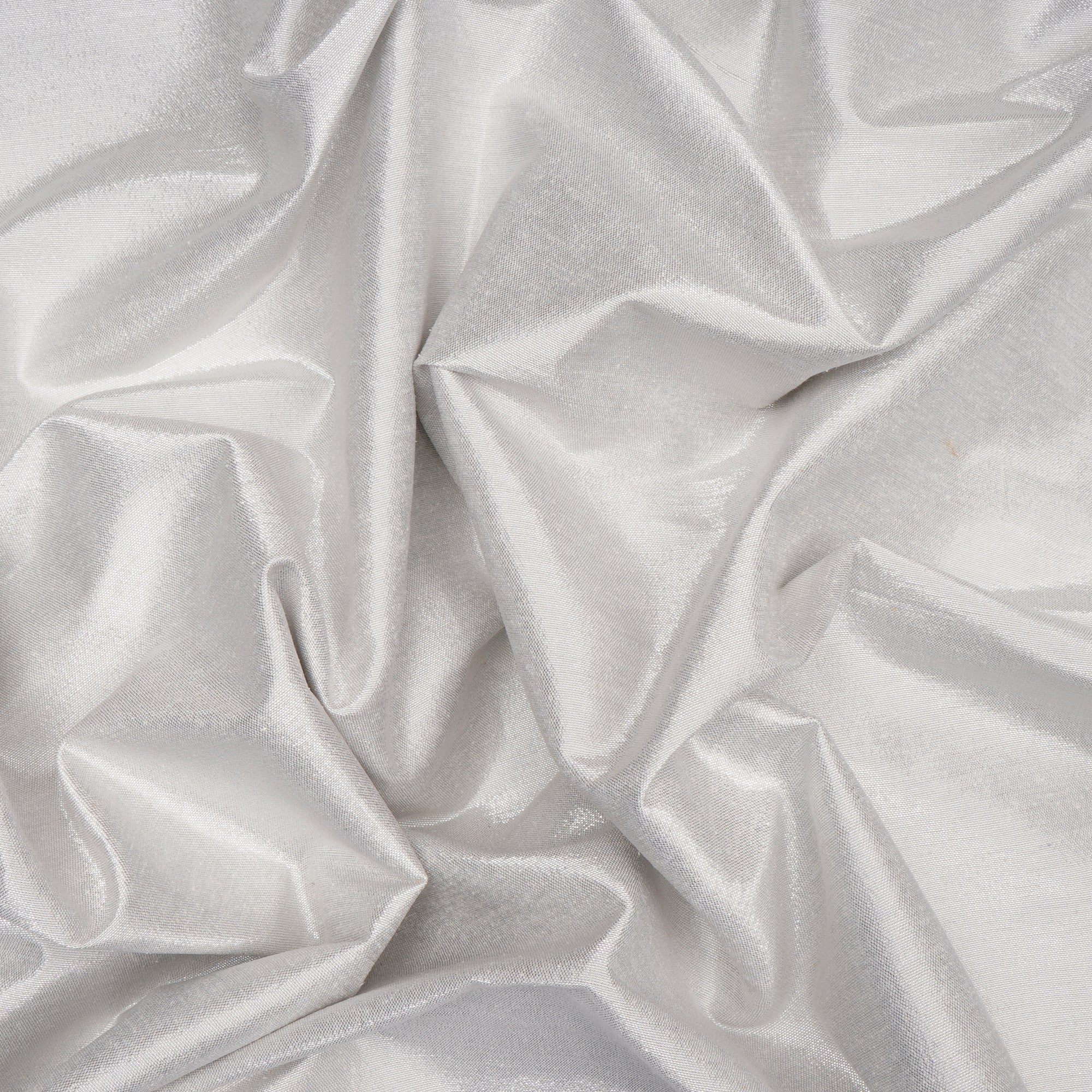 (Pre Cut 4.25 Mtr Piece) Silver Color Metallic Lurex Silk Fabric
