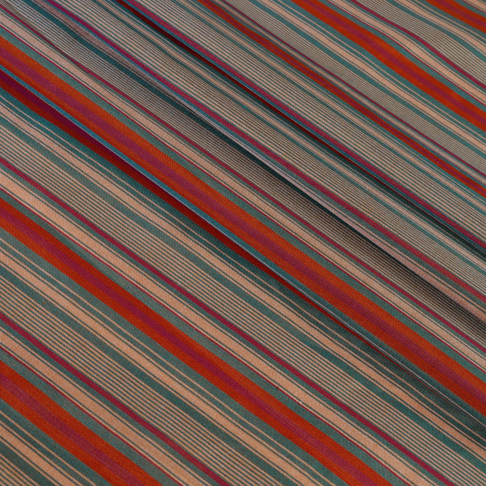 (Pre Cut 3.85 Mtr Piece) Multi Color Taffeta Silk Fabric