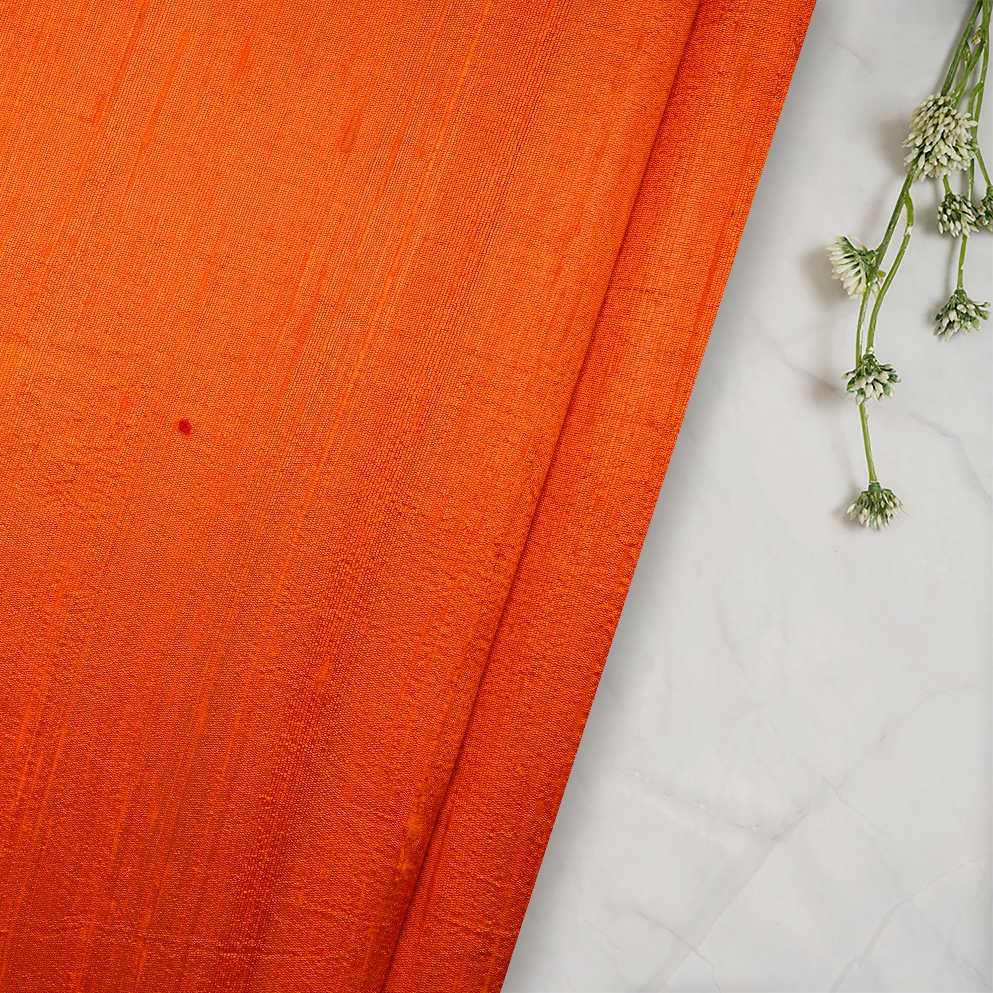 (Pre-Cut 1.00 Mtr) Orange Dupion Silk Fabric