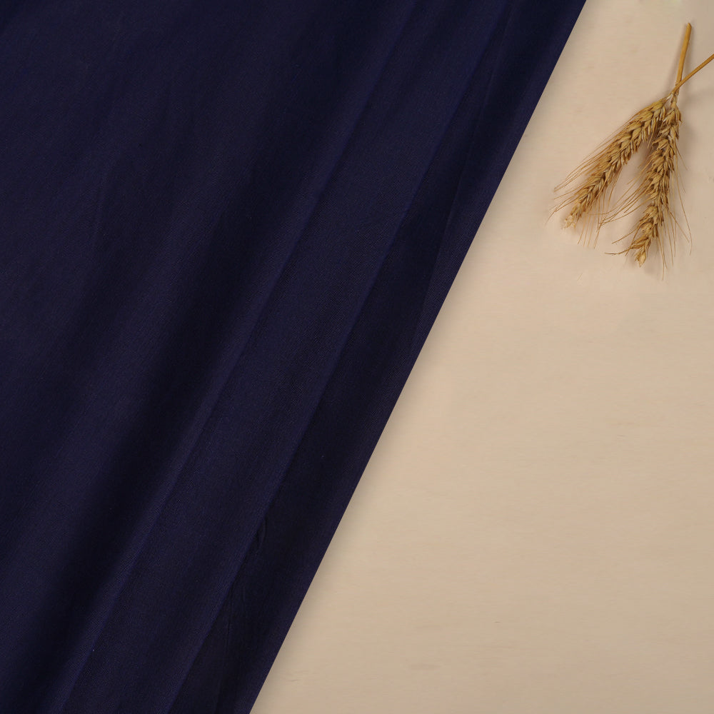 (Pre Cut 4.60 Mtr Piece) Navy Blue Color Dupion Silk Fabric