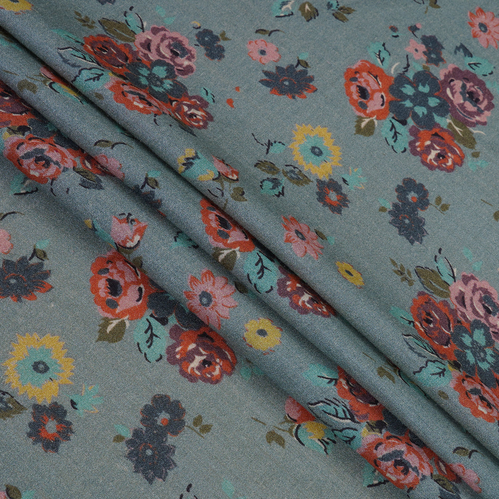 (Pre Cut 3.55 Mtr Piece) Multi Color Digital Printed Tussar Muga Silk Fabric