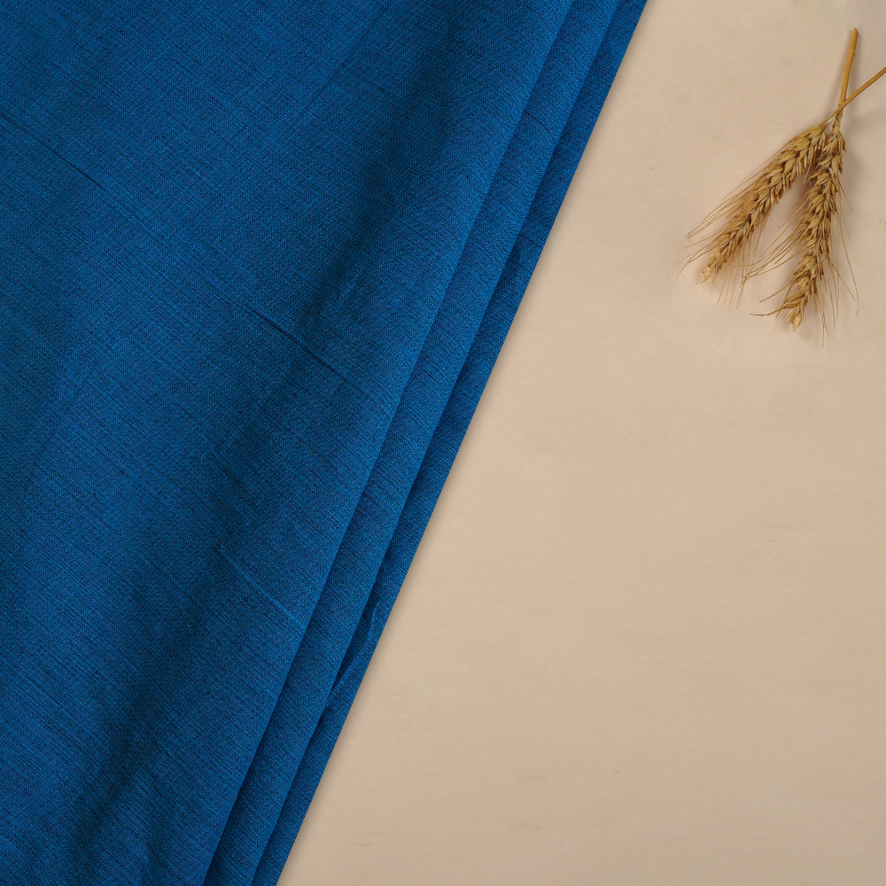 (Pre Cut 4 Mtr Piece) Blue Color Handloom Muslin Cotton Fabric